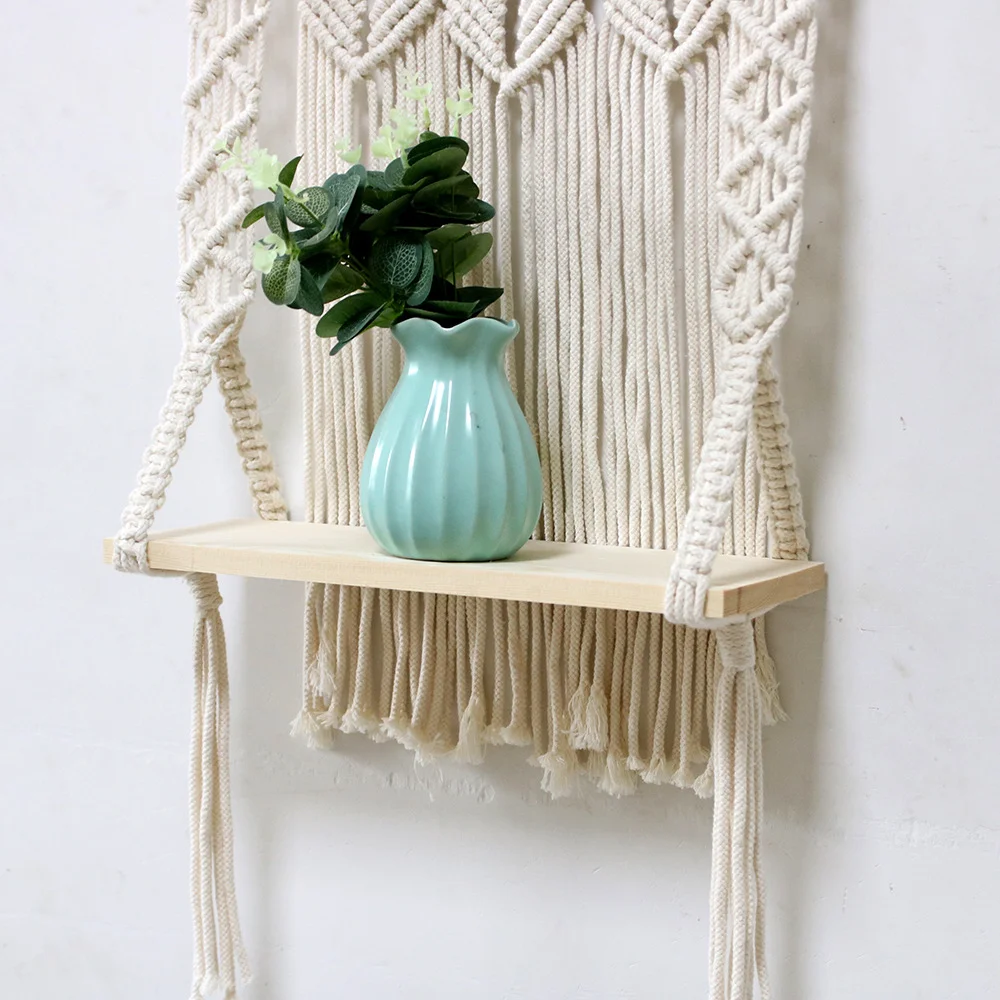 Nigikala Nigikala Pure Cotton Rope Hand-Woven Tapestry Shelf Home Storage Wall Decoration Is Simple And Real