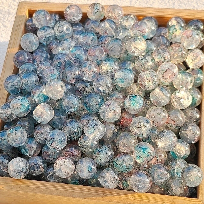 50 Pieces High Quality 8/10mm Protein Jade Broken Water Dyed Glass Bead DIY Handmade Glass Paint Beads Round Beads String Beads Materials