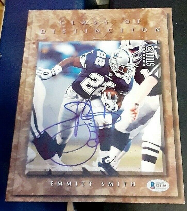 EMMITT SMITH Dallas Cowboys SIGNED 1997 Donruss Studio 8x10 JUMBO Card BAS COA