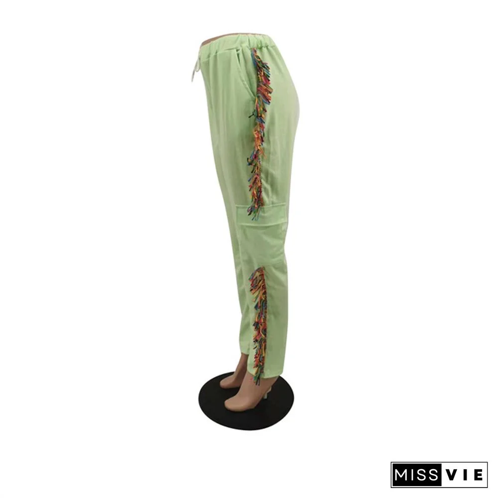 Tassel Drawstring Long Sweatpants with Pockets