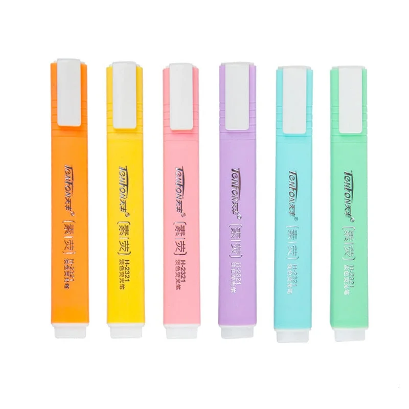 6Pcs Creative Cute Light Color Eye Protection Highlighter Hand Account Pen Child Gift Marker Pen Office&School Supplies