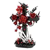 Gothic Floral Flower Model Set Eye-Catching Table Centerpiece Horror Skeleton Bouquet Building Set for Adults Kids Holiday Birthday Gift (Cross)