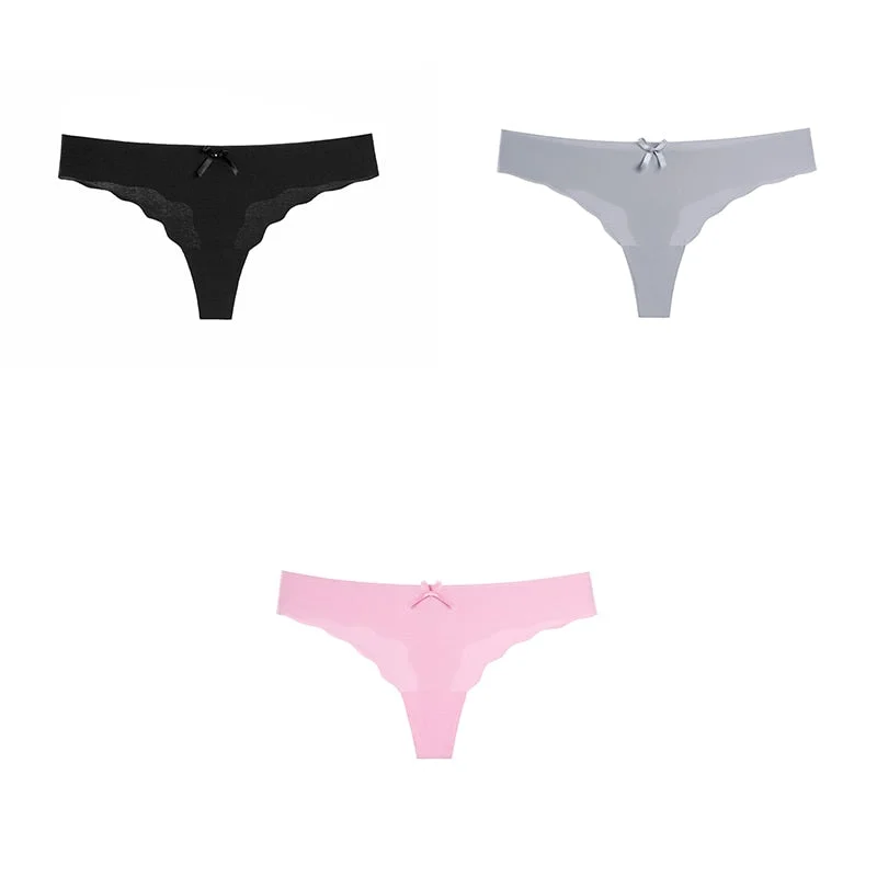 3 Pcs Sexy Lingerie Woman Underwear Seamless Sports Panties Female Thong G-string Thongs For Woman Underwear Ice Silk BANNIROU