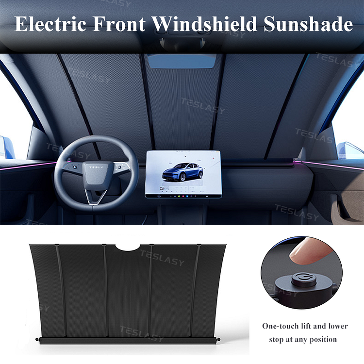 Teslasy Electric Auto-Lift Front Windshield Sunshade for Tesla Model 3 & Model Y
