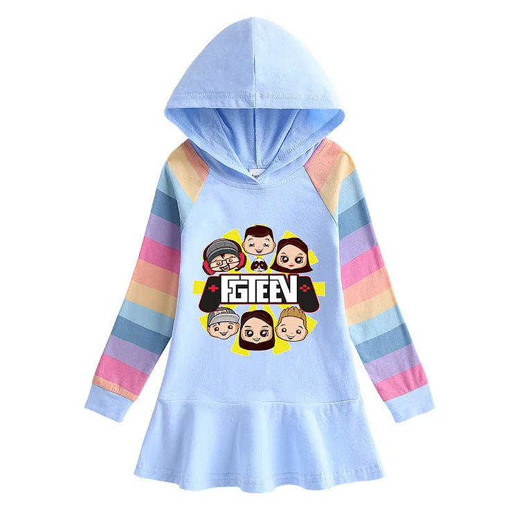 Fgteev Children's Long Sleeve Rainbow Sweatshirt Skirt