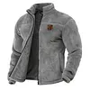Men's Outdoor Retro Western Style Double-Sided Fleece Stand Collar Cardigan Jacket Thickened Coat by Inlyline