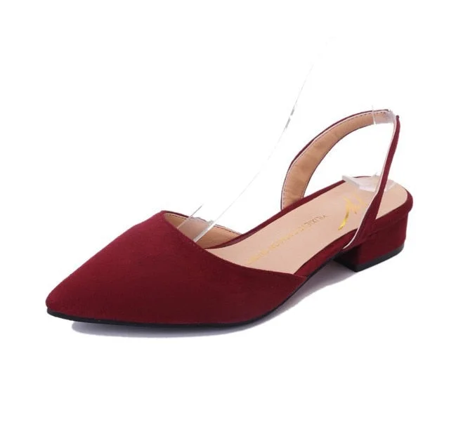 new women sandals med heels 3cm ladies shoes pointy shallow suede sandals 2018 summer word buckle slip on shoes