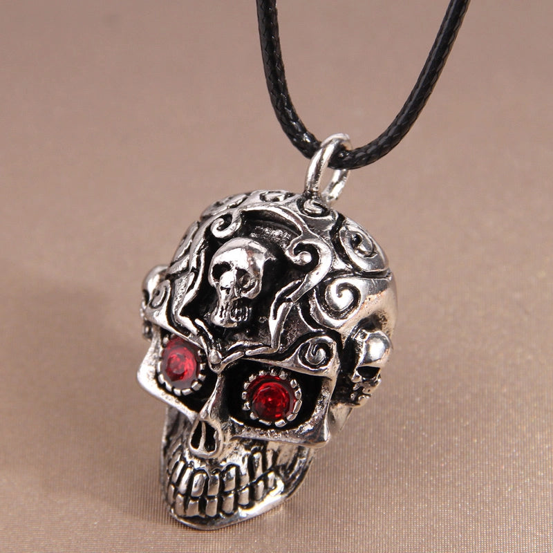 Cool Style Spider Spider Web Skull Alloy Wax Rope Inlay Rhinestones Halloween Men’s Pendant Necklace