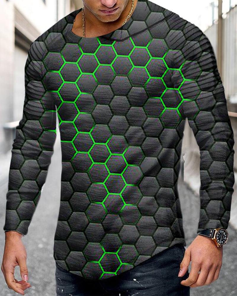 men's casual printing long sleeves