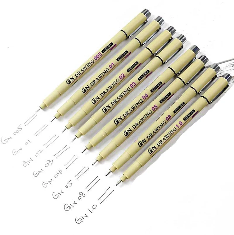 8pcs/set Micron Sketch Marker Pen Black Pigment Liner 0.05 0.1 0.2 0.3 0.4 0.5 0.6 0.8 Drawing Pen Fineliner Sketching Pen
