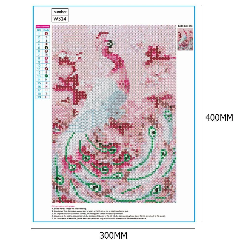 Diamond Painting - Full Round Drill - Pink Peacock(40*30cm)
