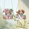 2Pcs Diamond Painting Puppy Diamond Painting Pendant for Garden Window Decor