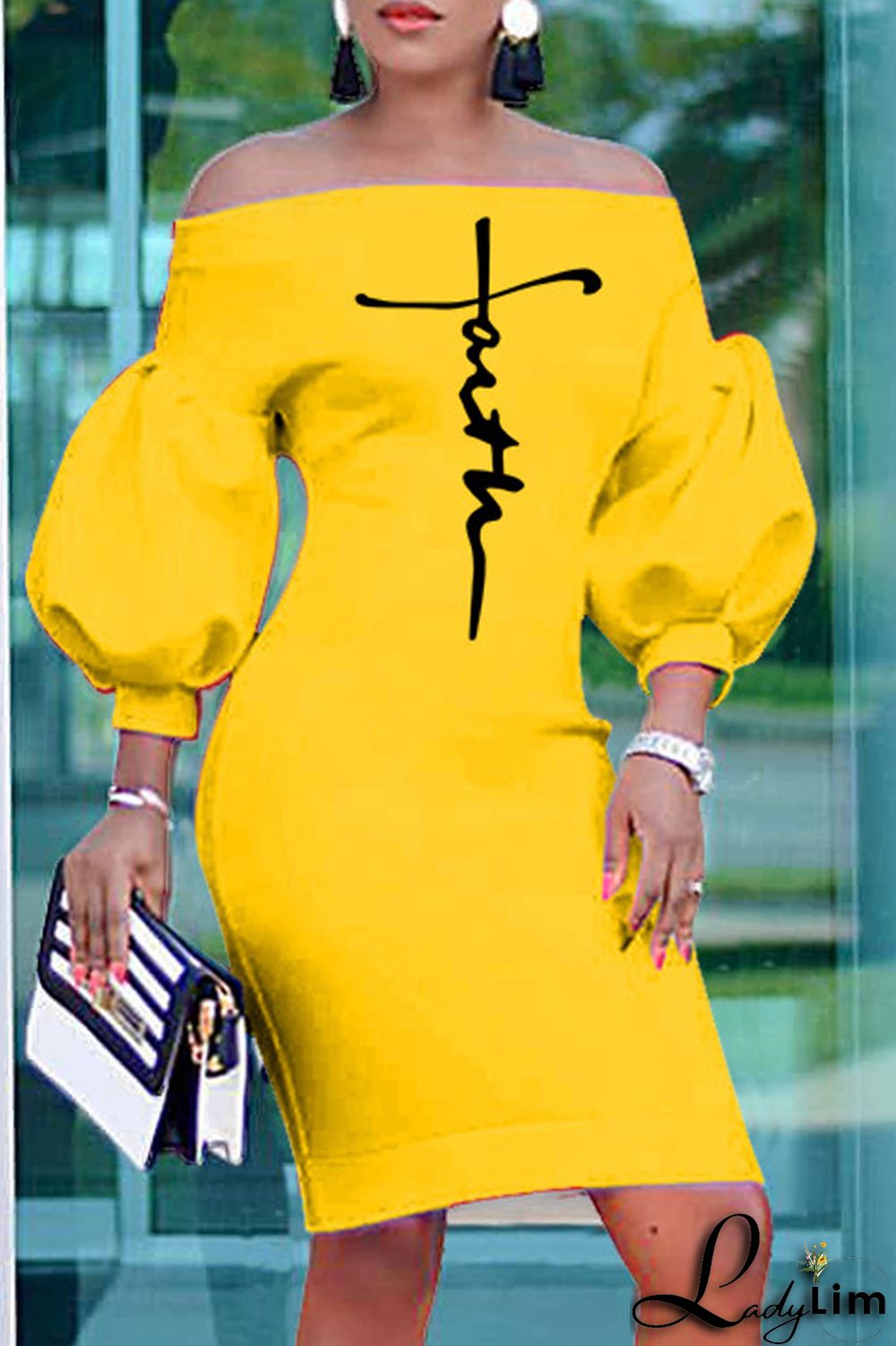 Red Fashion Casual Print Backless Off the Shoulder Dresses