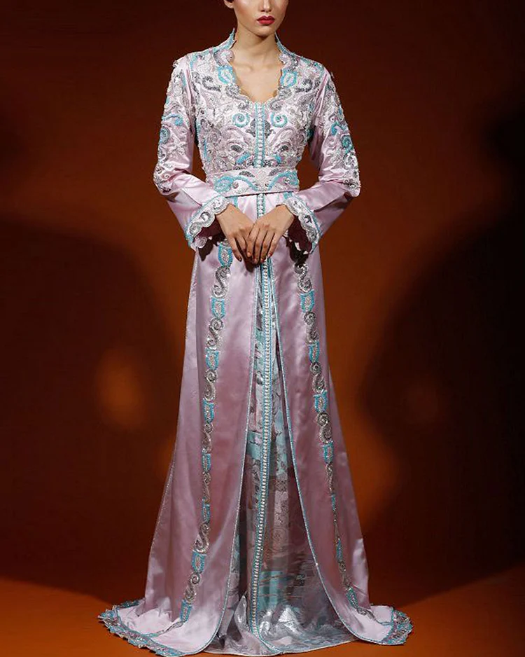 Luxuriously Embroidered Morocco Kaftan Dress