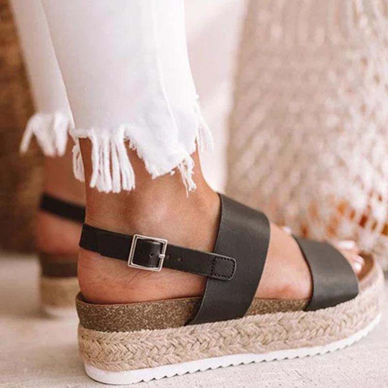 Women Espadrilles Strap Chunky Platform Buckle Sandals