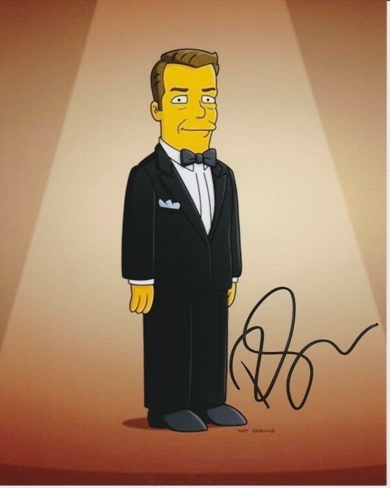 Ricky gervais signed autographed the simpsons charles heathbar Photo Poster painting