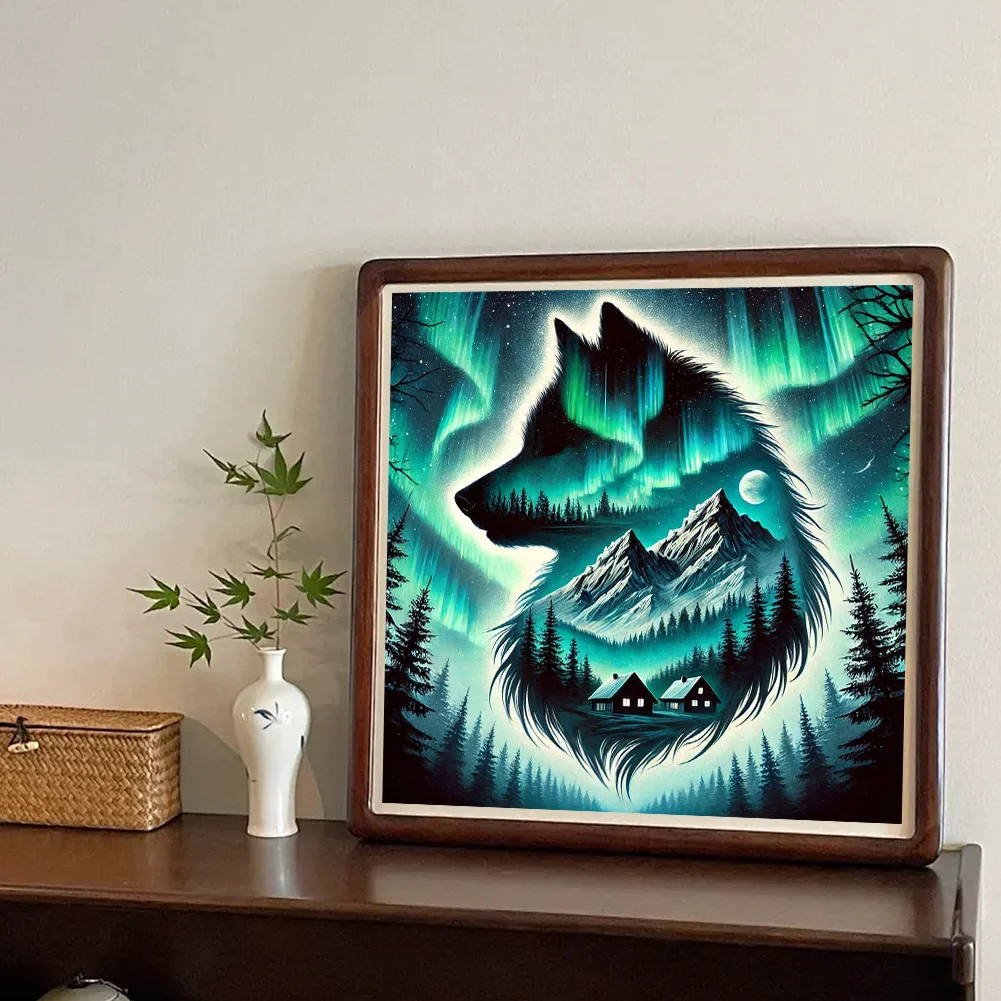 Diamond Painting - Full Round Drill - Aurora Wolf(Canvas|40*40cm)