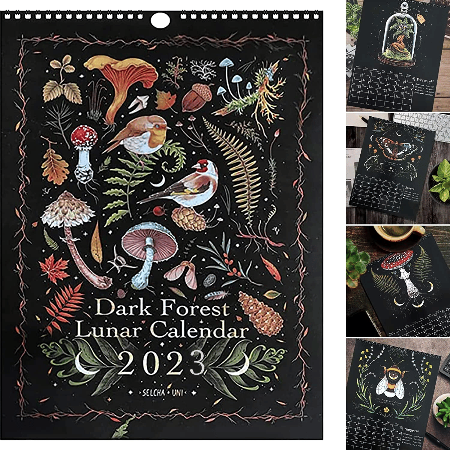 Coffeestrict Dark Forest Lunar Calendar Wall Decor