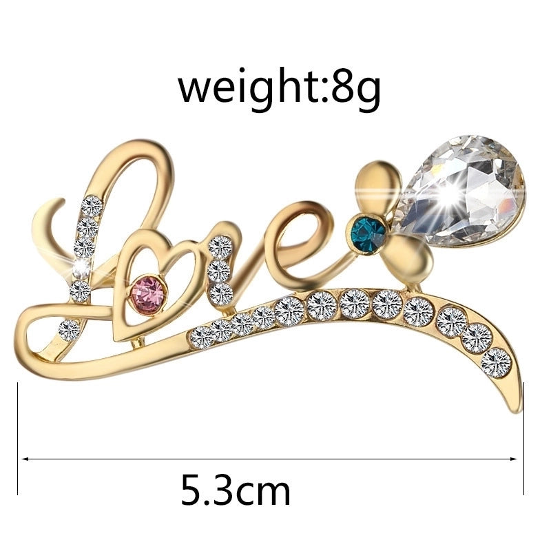 Fashion Pin Letter Butterfly Alloy Inlay Rhinestones Women’S Brooches