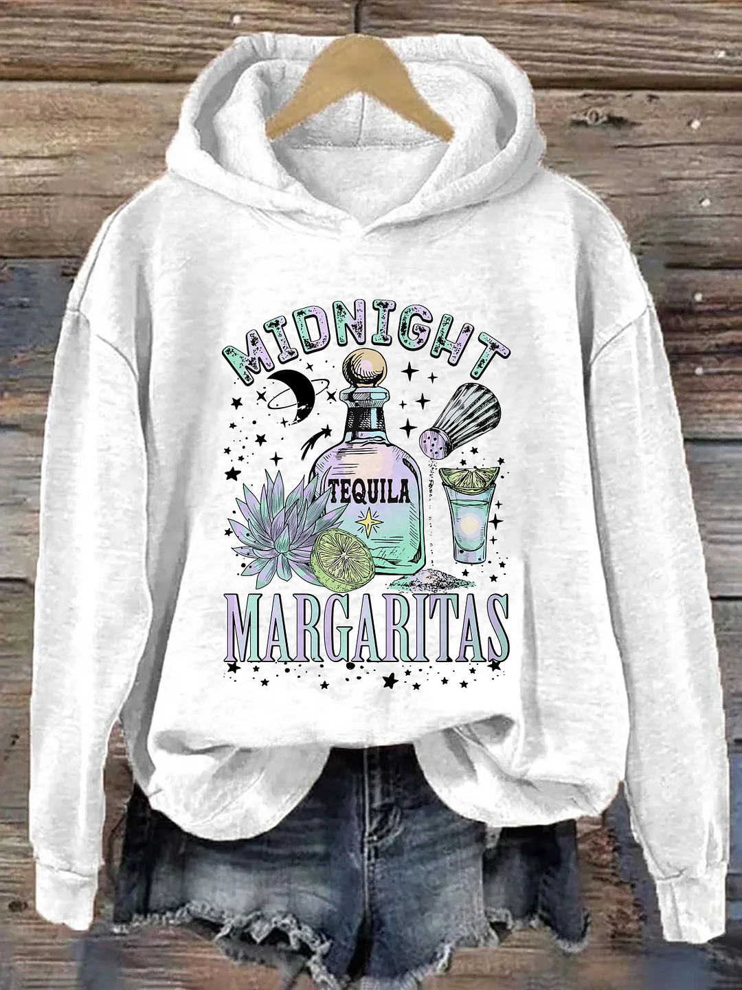 Midnight Margaritas Tequila Bottle Lime Succulent Hoodie