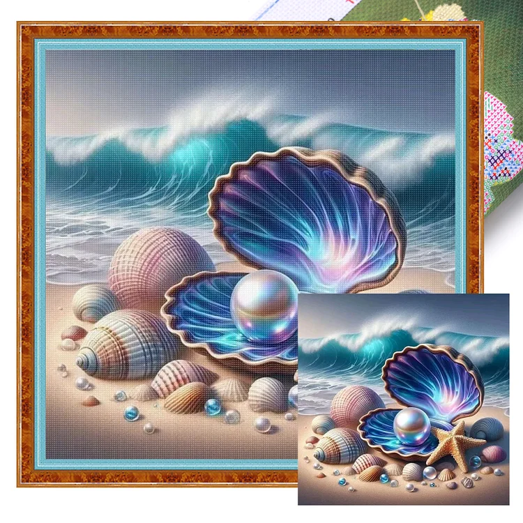 【Yishu Brand】Seashell 40*40cm 11CT Stamped Canvas Cross Stitch gbfke