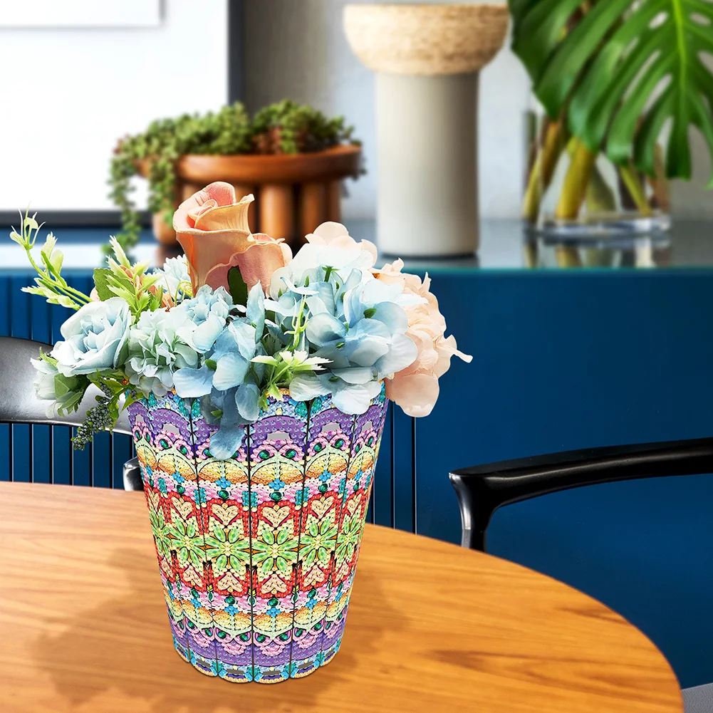 Desktop Diamond Art Flower Arrangement Vase for Home Office Decor (Flower)