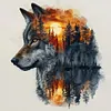 Silhouette Wolf - 14CT Counted Cross Stitch - 45*45cm - Animal