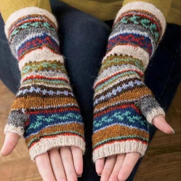 Comstylish Colored Warm Fingerless Thick Knit Gloves