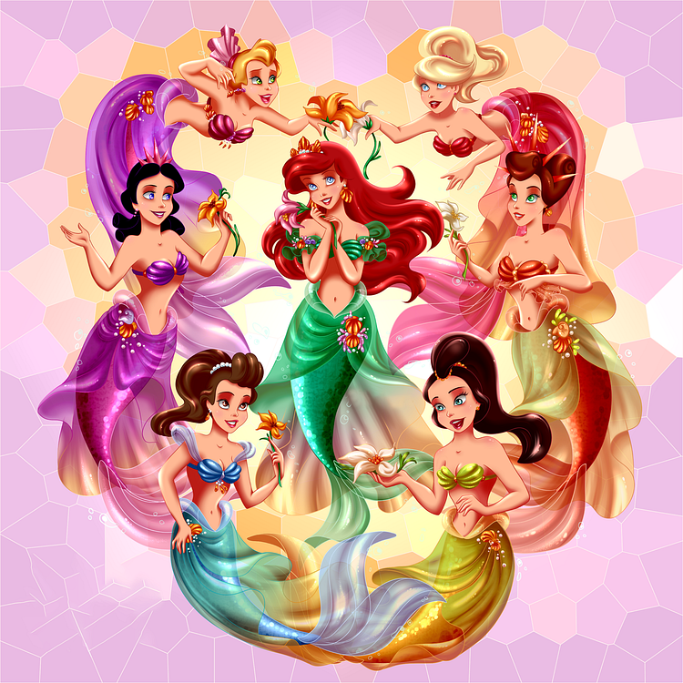 Disney Princess Mermaid Ariel - Full Round 40*40CM
