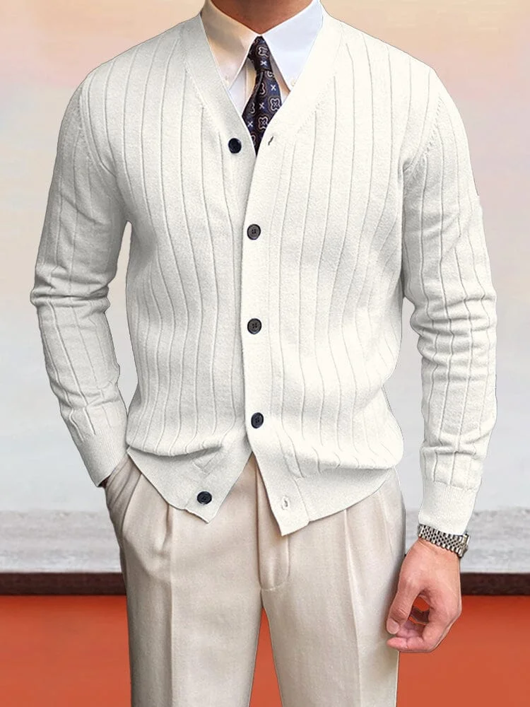 Elegant V-Neck Knit Cardigan QueenFunky