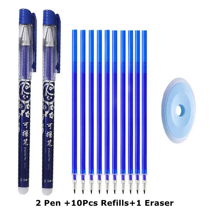 Erasable Pen Refills Rod Set 0.5mm Needle/0.7mm Bullet tip Washable Handle Erasable Ballpoint Pen for School Pen Writing Tools