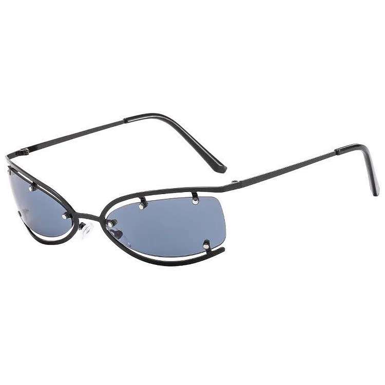 Y2K Fashion Cat Eye Half-rimless Sunglasses - Modakawa modakawa