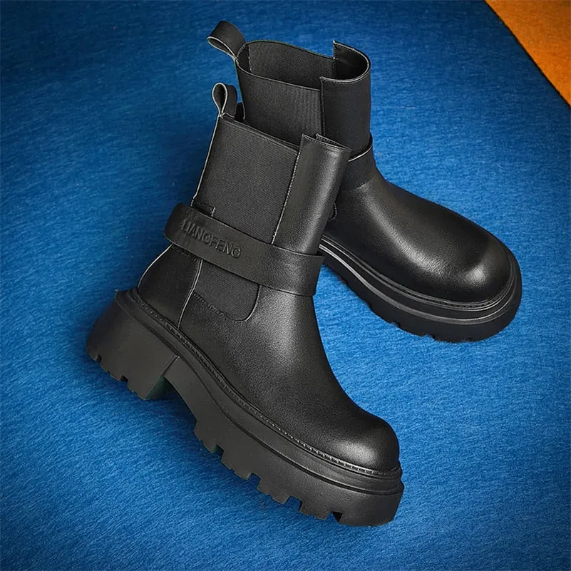 Meotina Genuine Leather Ankle Shoes Women Think Heel Short Boots Round Toe High Heel Ladies Boots 2021 Autumn Winter Khaki Black