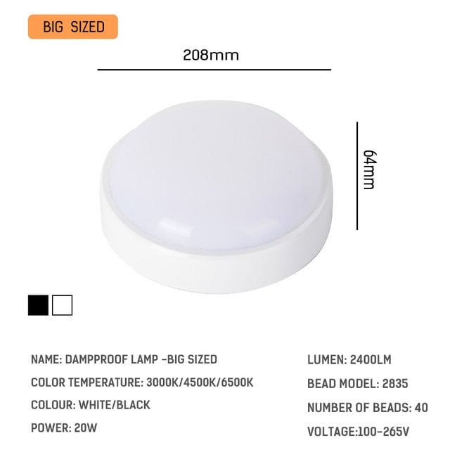 LED Ceiling Lamp Bathroom Ceiling Light  Surface Mounted Waterproof Light 16W/20W Indoor Outdoor Corridor Lights