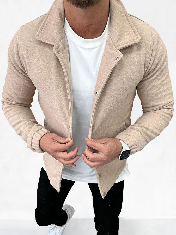 Men's Casual Lapel Button Up Solid Casual Jacket