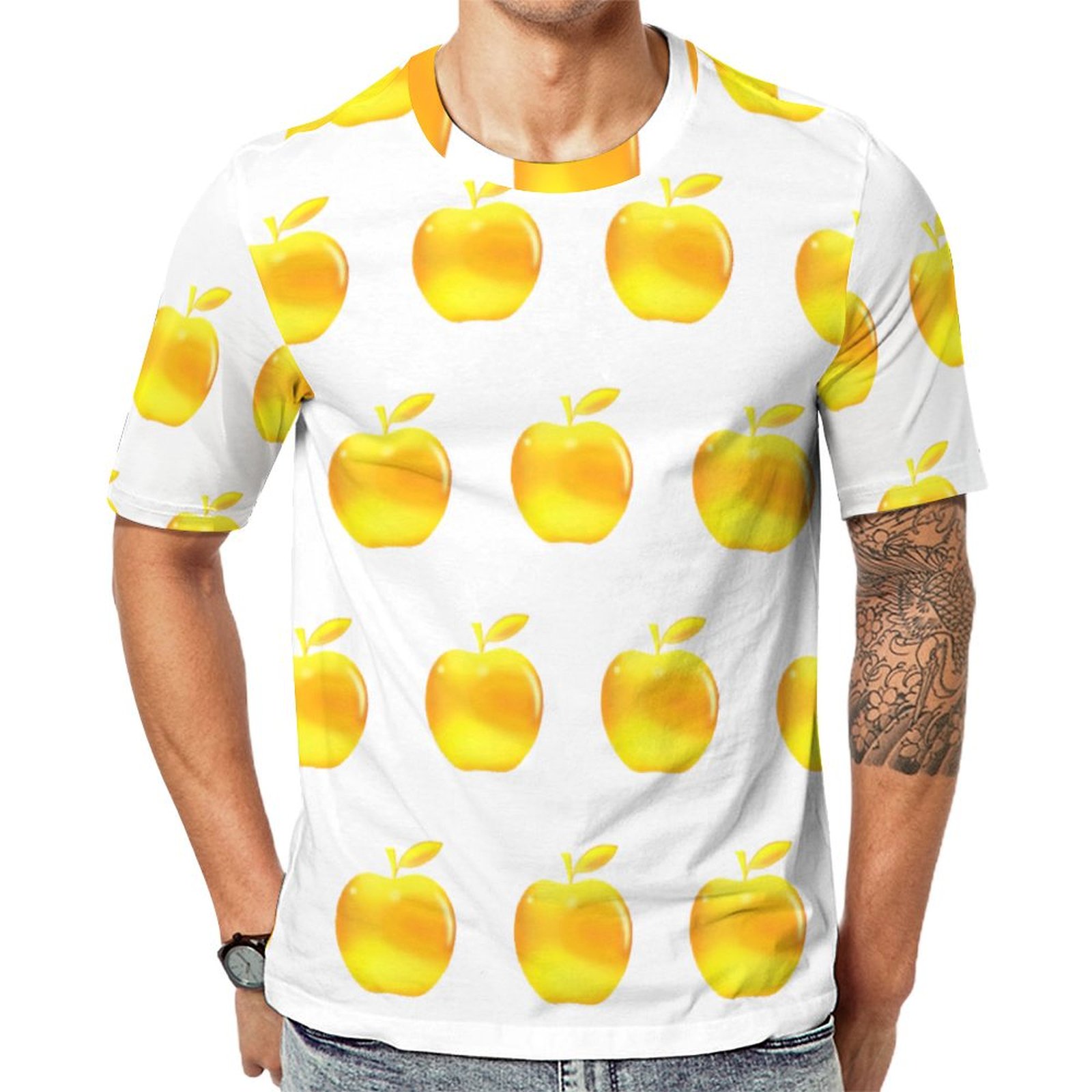 Golden White Apple Short Sleeve Print Unisex Tshirt Summer Casual Tees for Men and Women Coolcoshirts