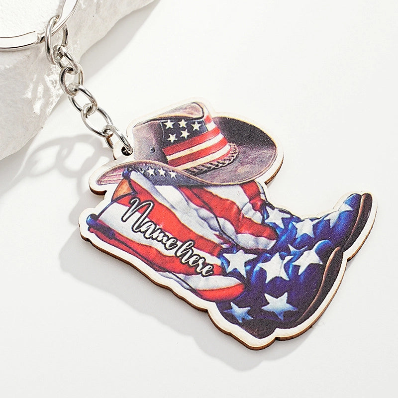 Retro Cowboy Style Shoe Metal Unisex Bag Pendant Keychain