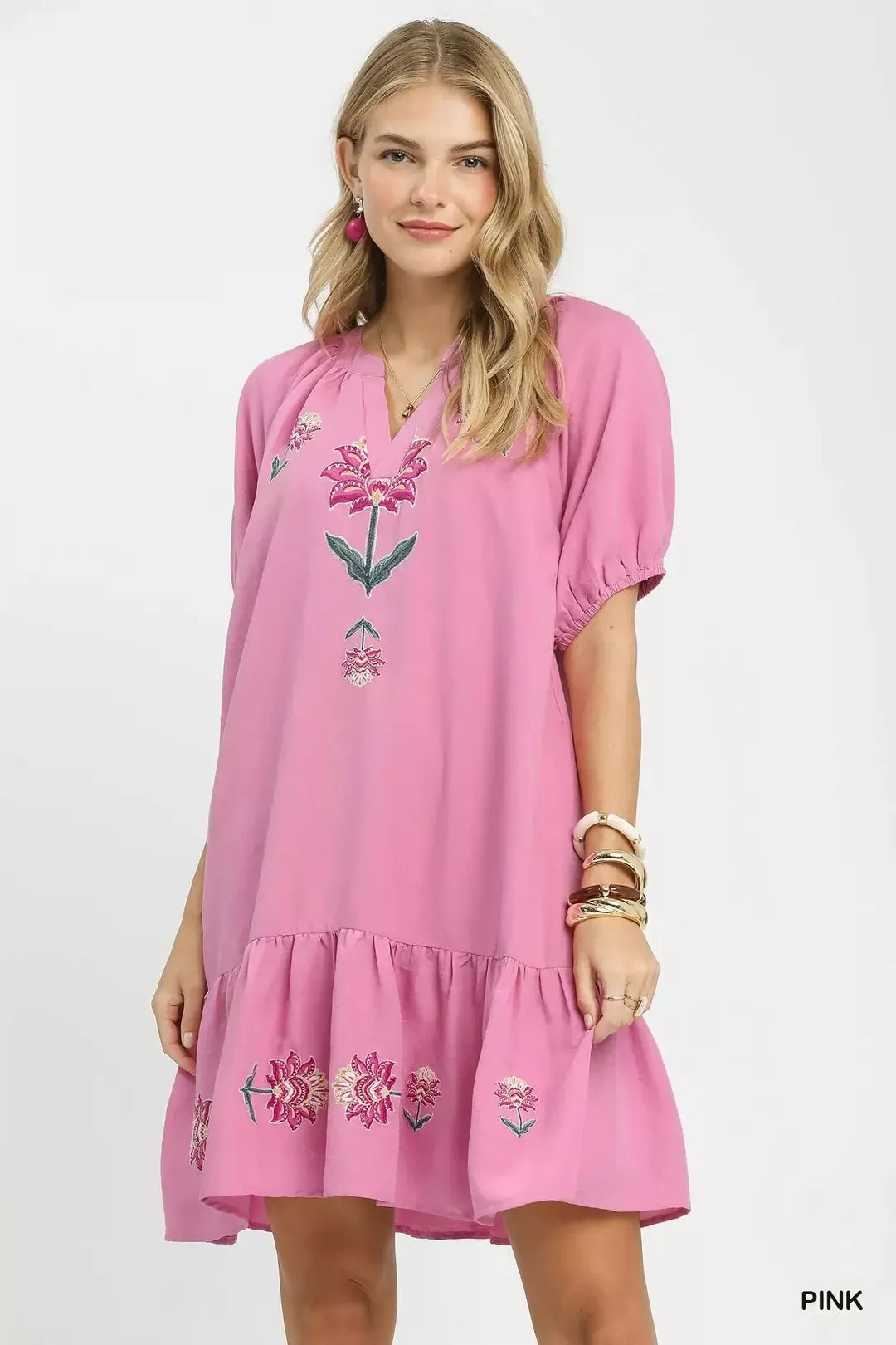 Umgee Embroidered Floral Babydoll Dress mysite idetrend