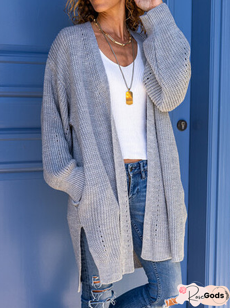 Women Casual Plain Autumn Natural Micro-Elasticity Loose Long Sleeve H-Line Regular Size Sweater Coat
