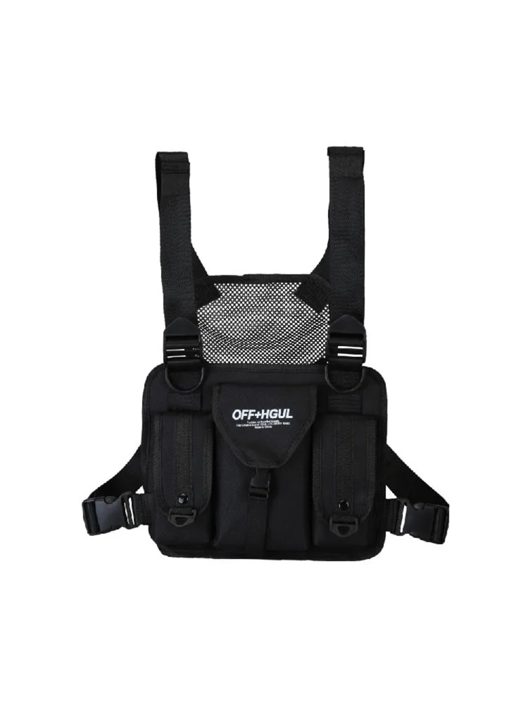 Multi-function Waist Bag Unisex Vest Hip-Hop Street Shoulder Pack (Black)