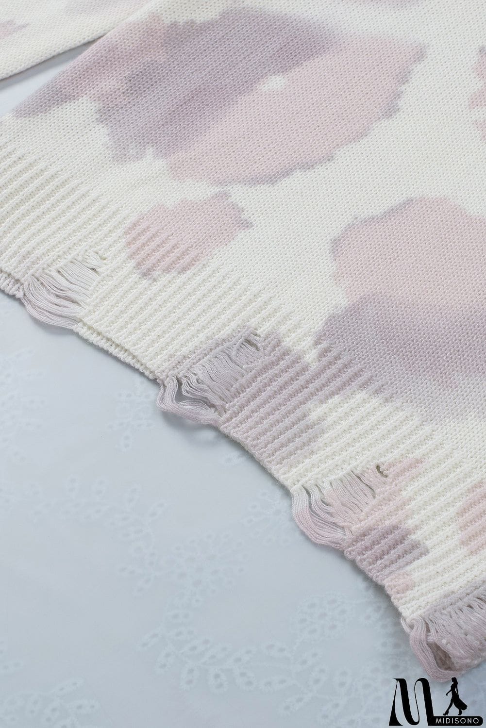 MidiSono - Beige Stain Washed Tie Dye Sweater