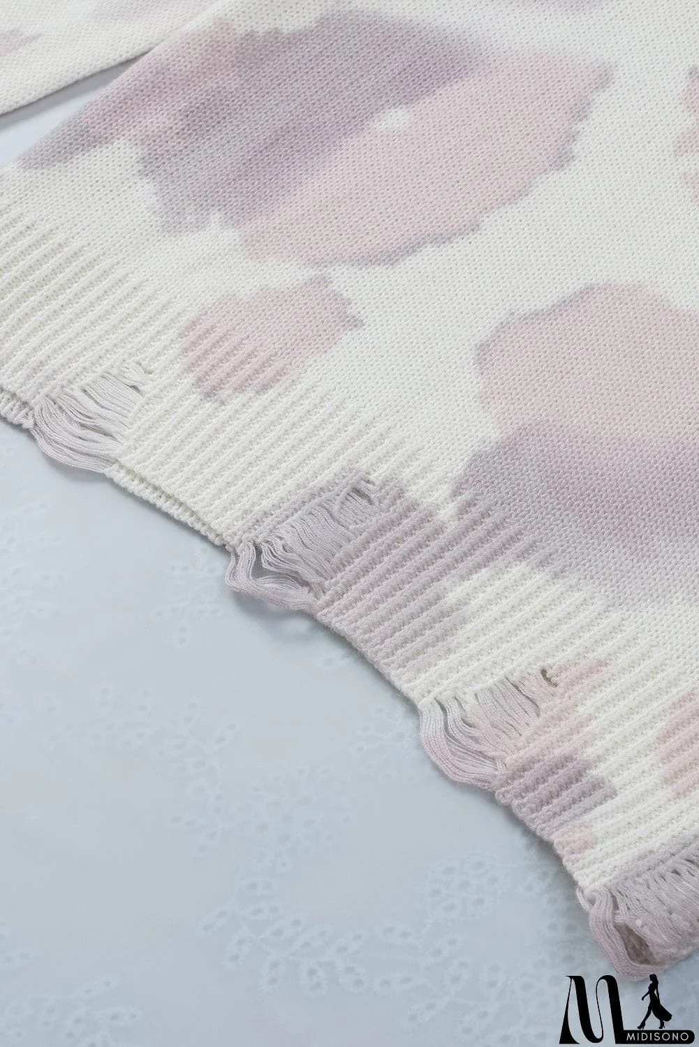 MidiSono - Beige Stain Washed Tie Dye Sweater