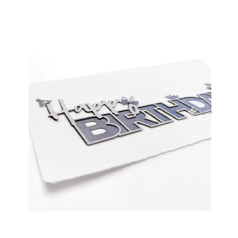 Piggy Craft metal cutting dies cut die mold Happy birthday letters Scrapbook paper craft knife mould blade punch stencils dies