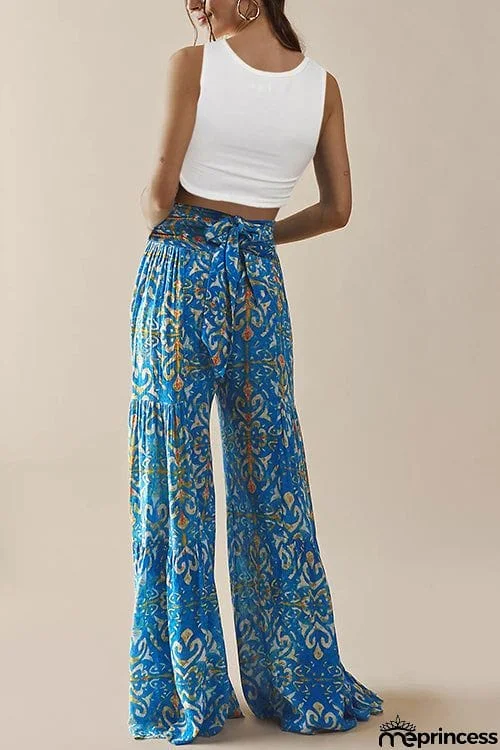 Print Belted Palazzo Pant