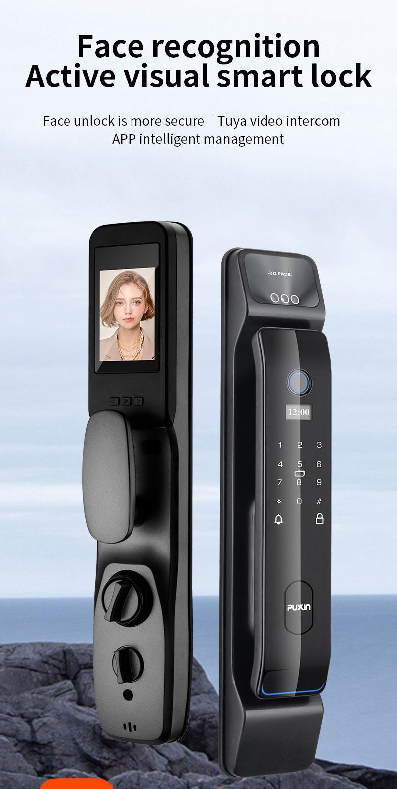 Product Introduction of Puxin DF65 3D Face & Fingerprint Smart Lock - Wi-Fi Enabled, Battery/USB Powered, HD Display, Aluminum Alloy Door Lock for Home Security 0