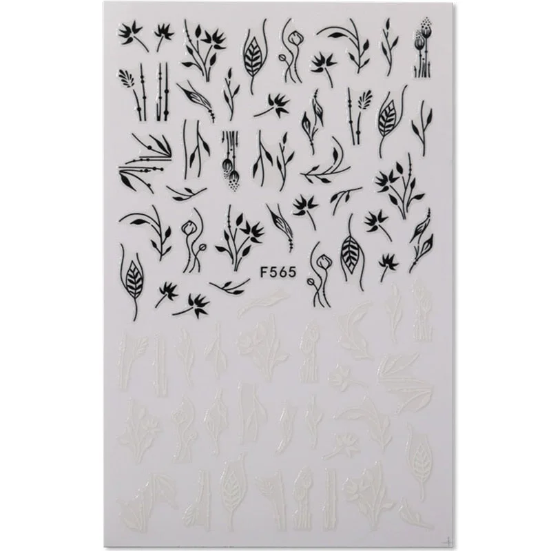 1PC Abstract Face 3D Nail Stickers Geometry Lines Love Letter Slider For Nails Gel Polish Decals For Manicures Decoration-Nail Inspo