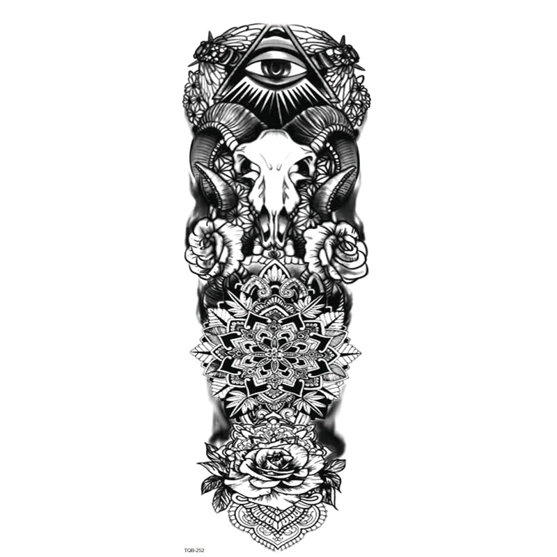Fake Tattoo Dragon For Men Waterproof Sleeves Angel Tiger Snake Animal Stickers Waterproof Temporary Tattoos Skeleton Hand