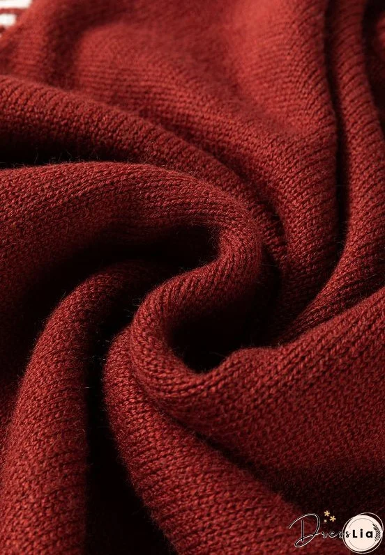 Striped Detail Round Neck Dropped Shoulder Sweater