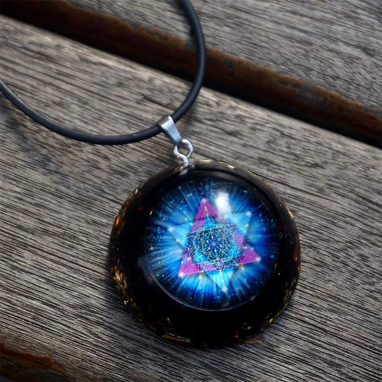 Obsidian Metatron's Cube Symbol Necklace