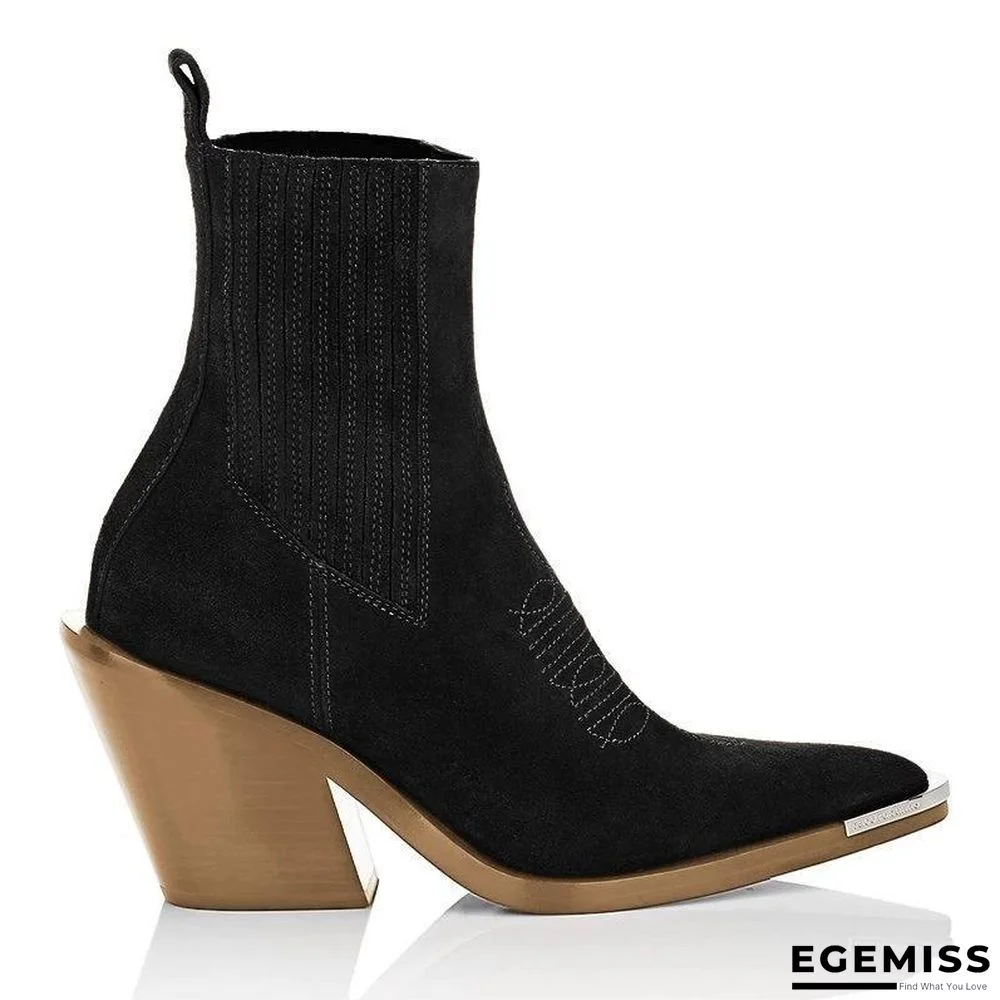 Chunky Heel Pointed Ankle Boots | EGEMISS